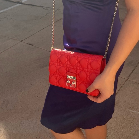 CHRISTIAN DIOR Lambskin Cannage Miss Dior Promenade Bag Coral Orange/Vermillion - Picture 5 of 17